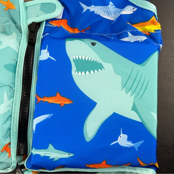 SwimWays Child Shark Print Step 2 Swim Vest Life Jacket Adjustable Ages 2-4 - Picture 2 of 14